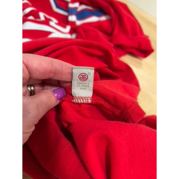 STUSSY Women's Retro Striped Graphic t-shirt dress Blue Red White size Medium - Picture 8 of 10